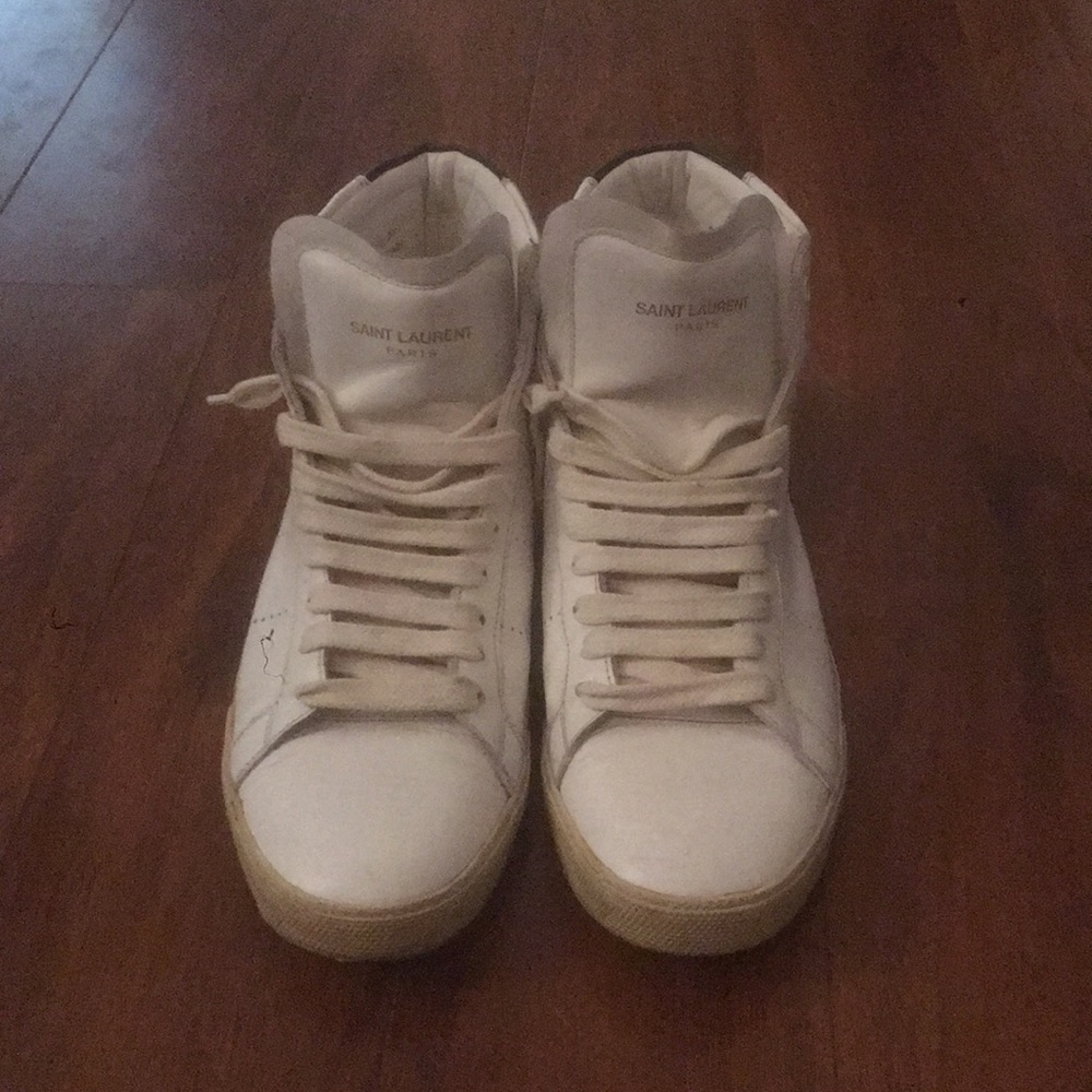 SAINT LAURENT WHITE LEATHER SNEAKERS